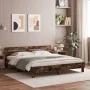 Smoked oak bed frame with headboard and LED lights 180x200cm by , Beds and slatted bases - Ref: Foro24-3207529, Price: 177,72...