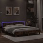 Bettgestell aus geräucherter Eiche mit Kopfteil und LED-Leuchten, 180 x 200 cm von , Betten und Lattenroste - Ref: Foro24-320...