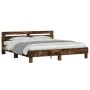 Smoked oak bed frame with headboard and LED lights 180x200cm by , Beds and slatted bases - Ref: Foro24-3207529, Price: 177,72...