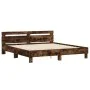 Smoked oak bed frame with headboard and LED lights 180x200cm by , Beds and slatted bases - Ref: Foro24-3207529, Price: 177,72...