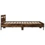 Smoked oak bed frame with headboard and LED lights 180x200cm by , Beds and slatted bases - Ref: Foro24-3207529, Price: 177,72...