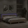 Estructura de cama cabecero y luces LED roble Sonoma 160x200 cm de , Camas y somieres - Ref: Foro24-3207534, Precio: 157,59 €...