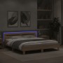 Sonoma oak bed frame with headboard and LED lights 160x200 cm by , Beds and slatted bases - Ref: Foro24-3207534, Price: 160,0...
