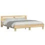 Estructura de cama cabecero y luces LED roble Sonoma 160x200 cm de , Camas y somieres - Ref: Foro24-3207534, Precio: 157,59 €...