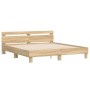 Sonoma oak bed frame with headboard and LED lights 160x200 cm by , Beds and slatted bases - Ref: Foro24-3207534, Price: 160,0...