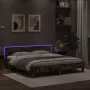Smoked oak bed frame with headboard and LED lights 160x200cm by , Beds and slatted bases - Ref: Foro24-3207536, Price: 175,15...