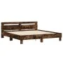 Smoked oak bed frame with headboard and LED lights 160x200cm by , Beds and slatted bases - Ref: Foro24-3207536, Price: 175,15...