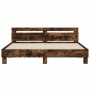 Smoked oak bed frame with headboard and LED lights 160x200cm by , Beds and slatted bases - Ref: Foro24-3207536, Price: 178,20...