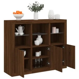 Sideboard with LED light 3 pieces engineered wood oak brown by , Sideboards - Ref: Foro24-3209106, Price: 208,34 €, Discount: %