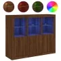Sideboard with LED light 3 pieces engineered wood oak brown by , Sideboards - Ref: Foro24-3209106, Price: 208,34 €, Discount: %