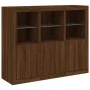 Sideboard with LED light 3 pieces engineered wood oak brown by , Sideboards - Ref: Foro24-3209106, Price: 208,34 €, Discount: %