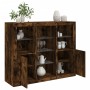 Sideboard with LED light 3 pieces engineered wood smoked oak by , Sideboards - Ref: Foro24-3209125, Price: 200,15 €, Discount: %