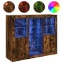 Aparador con luz LED 3 pzas madera de ingeniería roble ahumado de , Aparadores - Ref: Foro24-3209125, Precio: 197,00 €, Descu...
