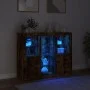 Sideboard with LED light 3 pieces engineered wood smoked oak by , Sideboards - Ref: Foro24-3209125, Price: 197,00 €, Discount: %