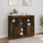Sideboard with LED light 3 pieces engineered wood smoked oak by , Sideboards - Ref: Foro24-3209125, Price: 200,15 €, Discount: %