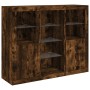 Sideboard with LED light 3 pieces engineered wood smoked oak by , Sideboards - Ref: Foro24-3209125, Price: 200,15 €, Discount: %