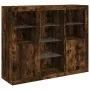 Sideboard with LED light 3 pieces engineered wood smoked oak by , Sideboards - Ref: Foro24-3209125, Price: 197,00 €, Discount: %