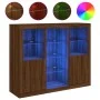 Sideboard with LED light 3 pieces engineered wood oak brown by , Sideboards - Ref: Foro24-3209127, Price: 194,16 €, Discount: %