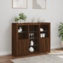 Sideboard with LED light 3 pieces engineered wood oak brown by , Sideboards - Ref: Foro24-3209127, Price: 200,92 €, Discount: %