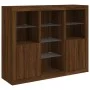 Sideboard with LED light 3 pieces engineered wood oak brown by , Sideboards - Ref: Foro24-3209127, Price: 194,16 €, Discount: %