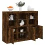 Sideboard with LED light 3 pieces engineered wood smoked oak by , Sideboards - Ref: Foro24-3209104, Price: 203,63 €, Discount: %