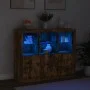 Aparador con luz LED 3 pzas madera de ingeniería roble ahumado de , Aparadores - Ref: Foro24-3209104, Precio: 203,63 €, Descu...