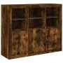 Sideboard with LED light 3 pieces engineered wood smoked oak by , Sideboards - Ref: Foro24-3209104, Price: 203,63 €, Discount: %
