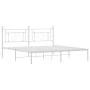 Estructura de cama de metal con cabecero blanco 180x200 cm de , Camas y somieres - Ref: Foro24-374392, Precio: 105,16 €, Desc...