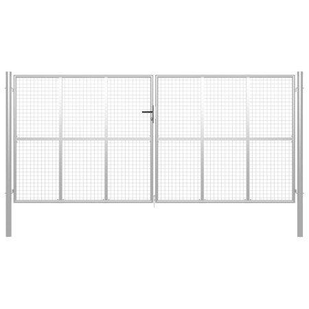 Silver galvanized steel garden gate 415x250 cm by vidaXL, garden gates - Ref: Foro24-144303, Price: 765,59 €, Discount: %