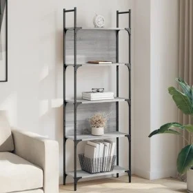 Bookcase with 5 shelves gray Sonoma wood 60.5x24x166.5 cm by , Bookcases and shelves - Ref: Foro24-838866, Price: 52,47 €, Di...