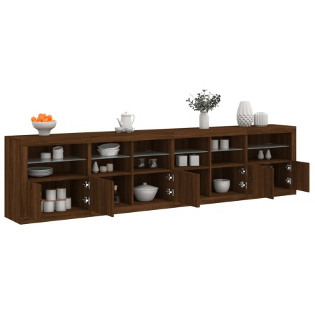Aparador con luces LED roble marrón 283x37x67 cm de , Aparadores - Ref: Foro24-3209022, Precio: 320,70 €, Descuento: %