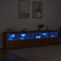 Aparador con luces LED roble marrón 283x37x67 cm de , Aparadores - Ref: Foro24-3209022, Precio: 320,70 €, Descuento: %
