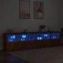 Sideboard with LED lights brown oak 283x37x67 cm by , Sideboards - Ref: Foro24-3209022, Price: 313,92 €, Discount: %