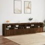 Sideboard with LED lights brown oak 283x37x67 cm by , Sideboards - Ref: Foro24-3209022, Price: 313,92 €, Discount: %