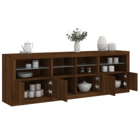 Sideboard with LED lights brown oak 202x37x67 cm by , Sideboards - Ref: Foro24-3209015, Price: 243,94 €, Discount: %