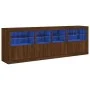 Sideboard with LED lights brown oak 202x37x67 cm by , Sideboards - Ref: Foro24-3209015, Price: 239,93 €, Discount: %