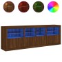 Sideboard with LED lights brown oak 202x37x67 cm by , Sideboards - Ref: Foro24-3209015, Price: 243,94 €, Discount: %