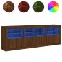Sideboard with LED lights brown oak 202x37x67 cm by , Sideboards - Ref: Foro24-3209015, Price: 239,93 €, Discount: %