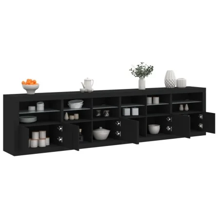 Sideboard with LED lights black 283x37x67 cm by , Sideboards - Ref: Foro24-3209017, Price: 330,63 €, Discount: %
