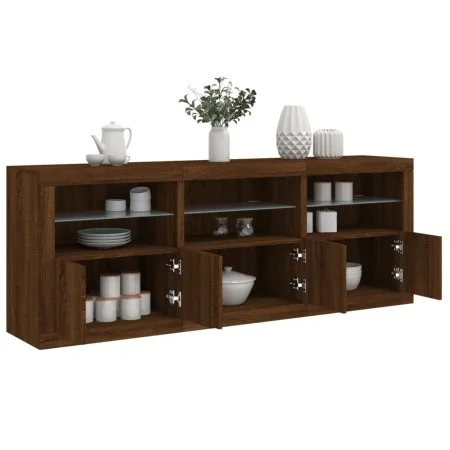 Sideboard with LED lights brown oak 181.5x37x67 cm by , Sideboards - Ref: Foro24-3209008, Price: 226,66 €, Discount: %