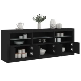 Sideboard with LED lights black 181.5x37x67 cm by , Sideboards - Ref: Foro24-3209003, Price: 224,72 €, Discount: %