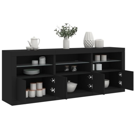 Sideboard with LED lights black 181.5x37x67 cm by , Sideboards - Ref: Foro24-3209003, Price: 208,68 €, Discount: %