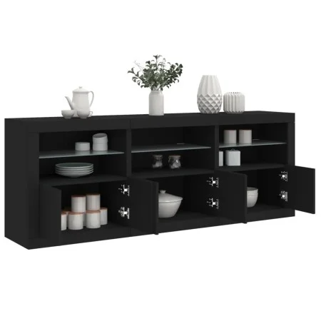 Sideboard with LED lights black 181.5x37x67 cm by , Sideboards - Ref: Foro24-3209003, Price: 224,72 €, Discount: %