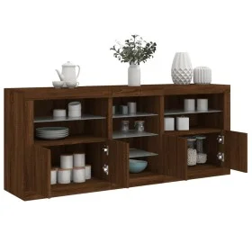 Sideboard with LED lights brown oak 181.5x37x67 cm by , Sideboards - Ref: Foro24-3209043, Price: 222,47 €, Discount: %