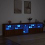 Sideboard with LED lights brown oak 283x37x67 cm by , Sideboards - Ref: Foro24-3209029, Price: 334,64 €, Discount: %