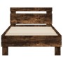 Smoked oak engineered wood bed with headboard 90x200 cm by , Beds and slatted bases - Ref: Foro24-838537, Price: 98,95 €, Dis...