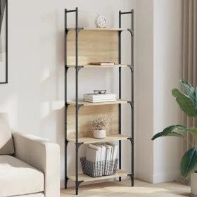 Bookcase with 5 shelves Sonoma oak wood 60.5x24x166.5 cm by , Bookcases and shelves - Ref: Foro24-838864, Price: 50,66 €, Dis...