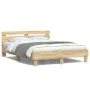 Sonoma oak bed frame with headboard and LED lights 150x200 cm by , Beds and slatted bases - Ref: Foro24-3207541, Price: 155,2...