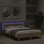 Sonoma oak bed frame with headboard and LED lights 150x200 cm by , Beds and slatted bases - Ref: Foro24-3207541, Price: 155,2...