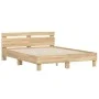 Sonoma oak bed frame with headboard and LED lights 150x200 cm by , Beds and slatted bases - Ref: Foro24-3207541, Price: 155,2...
